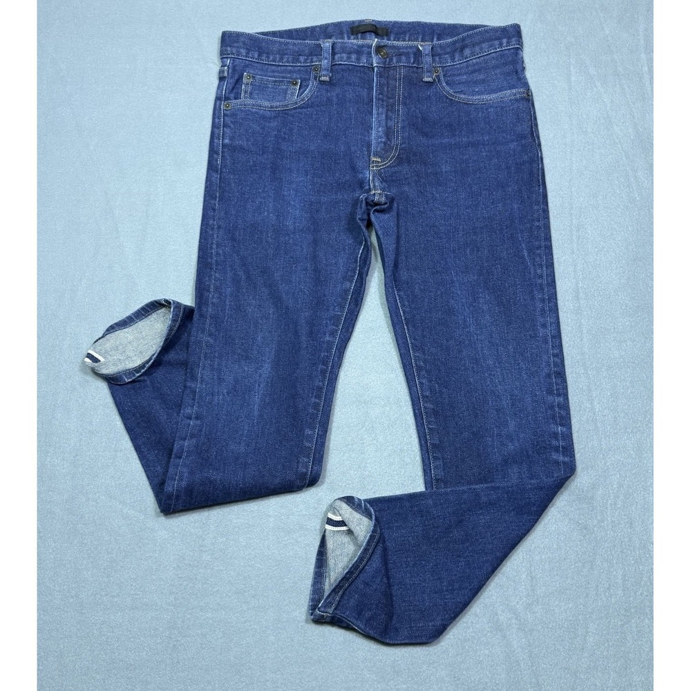 Uniqlo Selvedge Jeans Mens 30x28 Slim Fit Tapered Indigo Lowrise Indigo Raw